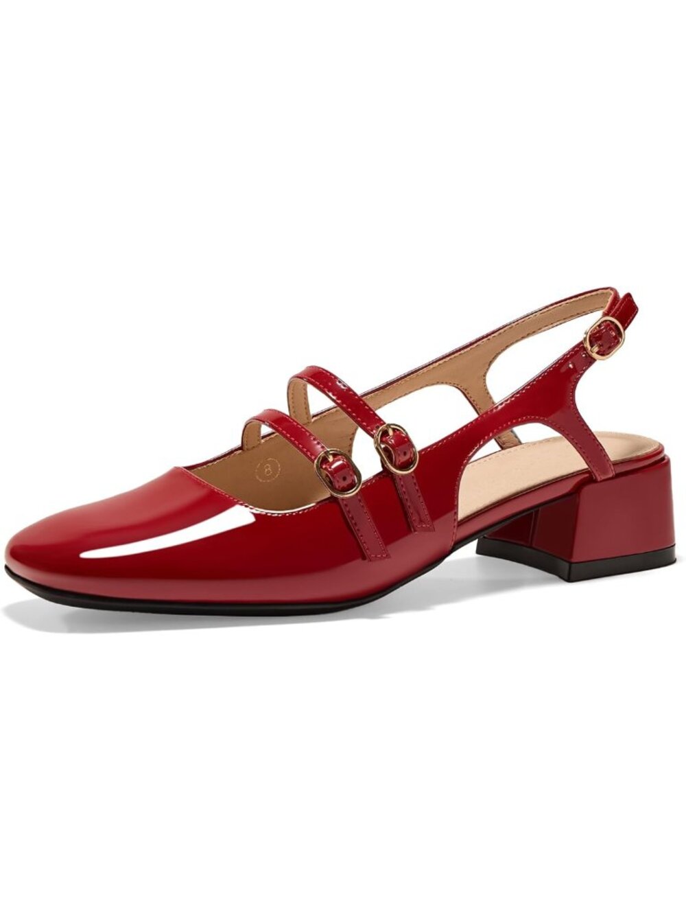 GotSoft Red Mary Jane Chunky Block Heel Slingback Pump Square Toe Sz 8.5